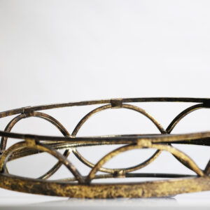 Round gold mirror tray
