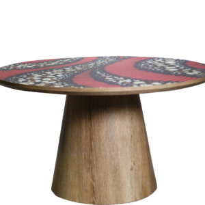 Natural wooden hourglass coffee table