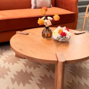 Round teak coffee table
