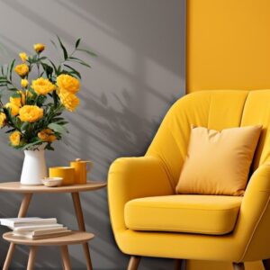 Yellow velvet lounge chair